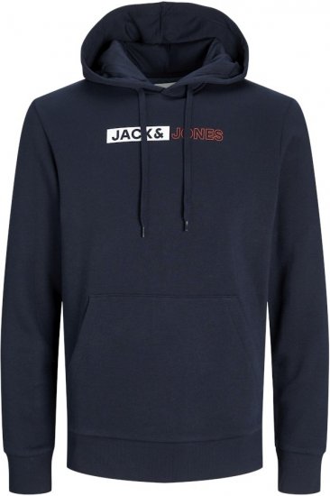 Jack & Jones CORP LOGO PLAY 5 Print Hoodie Navy Blazer - Herren-sweater und -hoodies - Herren-Sweater und -Hoodies in großen Größen