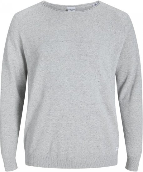 Jack & Jones HILL Knitted Sweater Light Grey Melange - Herren-sweater und -hoodies - Herren-Sweater und -Hoodies in großen Größen