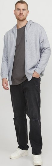 Jack & Jones BRADLEY Zip Hoodie Light Grey Melange - Herren-sweater und -hoodies - Herren-Sweater und -Hoodies in großen Größen