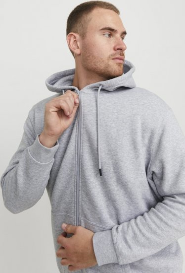 Jack & Jones BRADLEY Zip Hoodie Light Grey Melange - Herren-sweater und -hoodies - Herren-Sweater und -Hoodies in großen Größen