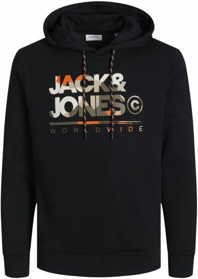 Jack & Jones JJLUKE Hoodie Black - Herren-sweater und -hoodies - Herren-Sweater und -Hoodies in großen Größen