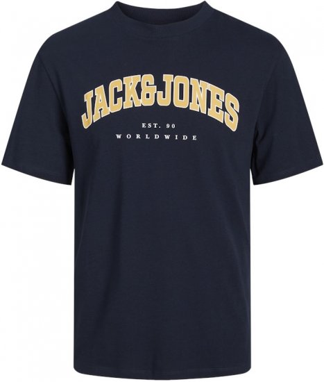 Jack & Jones CALEB VARSITY O-Neck T-Shirt Navy Blazer - Herren-T-Shirts - Herren-T-Shirts in großen Größen