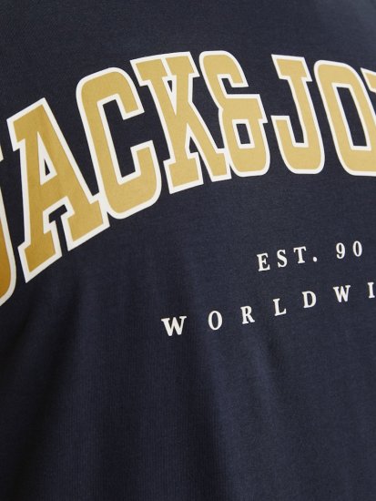 Jack & Jones CALEB VARSITY O-Neck T-Shirt Navy Blazer - Herren-T-Shirts - Herren-T-Shirts in großen Größen