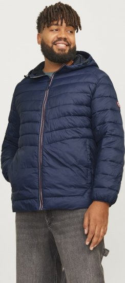 Jack & Jones SPRINT Red Stitches Quilted Hooded Jacket Navy Blazer - Herren jacken - Herren Jacken in großen Größen