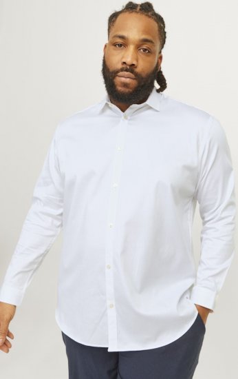Jack & Jones ARMA LS Shirt White - Herrenhemden - Herrenhemden in großen Größen