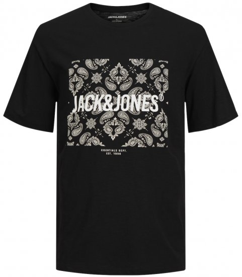 Jack & Jones JJPAISLEY T-Shirt Black - Herren-T-Shirts - Herren-T-Shirts in großen Größen