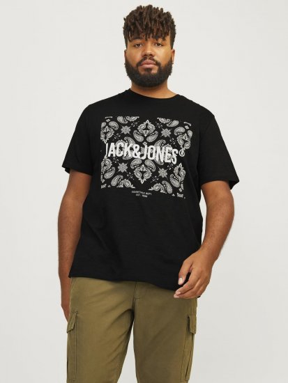 Jack & Jones JJPAISLEY T-Shirt Black - Herren-T-Shirts - Herren-T-Shirts in großen Größen