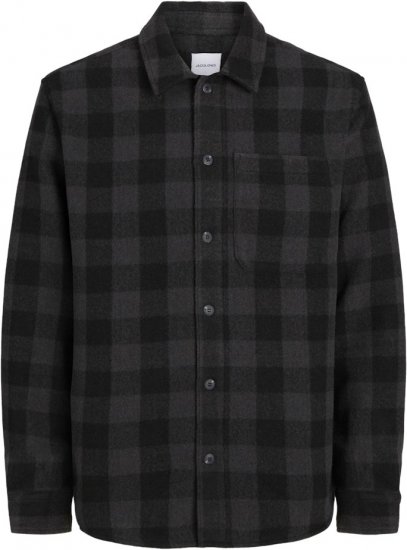 Jack & Jones ZAC BRUSHED Long Sleeve OVERSHIRT Grey - Herrenhemden - Herrenhemden in großen Größen