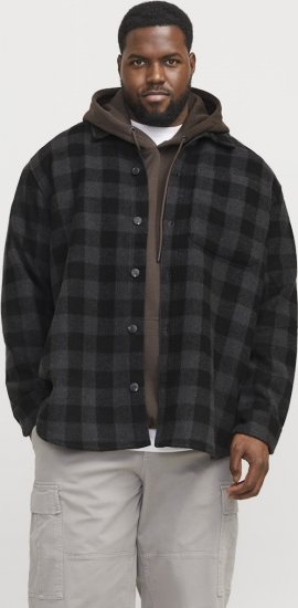 Jack & Jones ZAC BRUSHED Long Sleeve OVERSHIRT Grey - Herrenhemden - Herrenhemden in großen Größen
