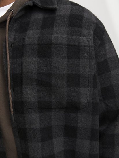 Jack & Jones ZAC BRUSHED Long Sleeve OVERSHIRT Grey - Herrenhemden - Herrenhemden in großen Größen