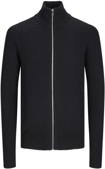 Jack & Jones PANNEL Turtleneck Knitted Sweater with Zipper Black - Herren-sweater und -hoodies - Herren-Sweater und -Hoodies in großen Größen