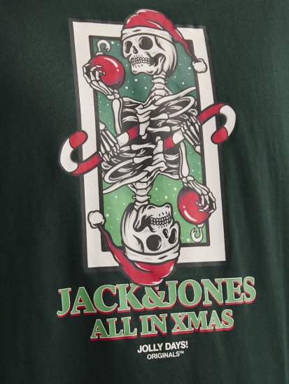 Jack & Jones XMAS Christmas Skull T-Shirt Dark Slate Grey - Herren-T-Shirts - Herren-T-Shirts in großen Größen
