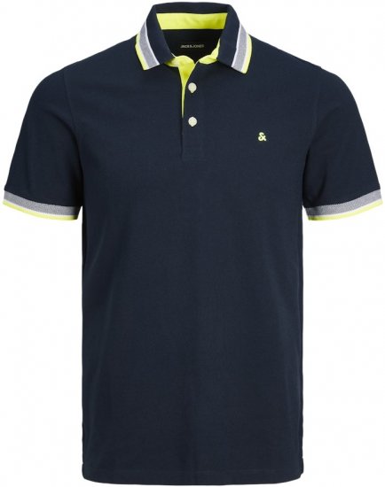 Jack & Jones PAULOS Short Sleeve Polo Dark Navy/NEON - Polo-shirts für herren - Polo-Shirts für Herren in großen Größen