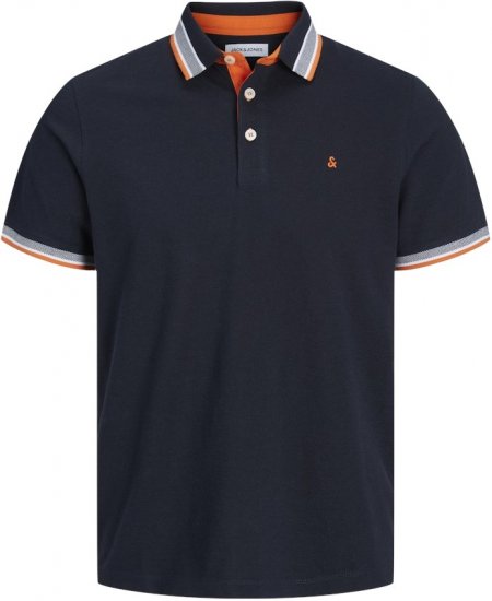 Jack & Jones PAULOS Short Sleeve Polo Black Navy/NEON - Polo-shirts für herren - Polo-Shirts für Herren in großen Größen