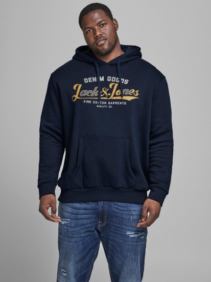 Jack & Jones Elogo Sweat Hood Navy Blazer - Herren-sweater und -hoodies - Herren-Sweater und -Hoodies in großen Größen