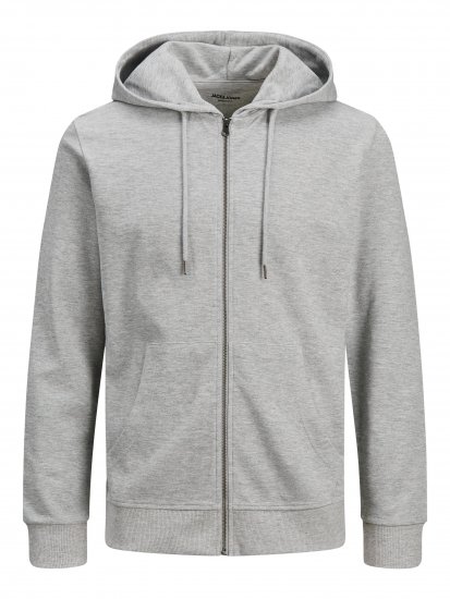Jack & Jones Basic Sweat Zip Hood Light Grey Melange - Herren-sweater und -hoodies - Herren-Sweater und -Hoodies in großen Größen