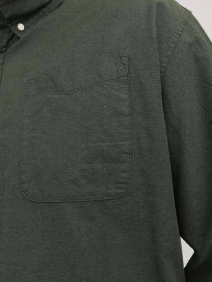 Jack & Jones OXFORD LS Shirt Green - Herrenhemden - Herrenhemden in großen Größen