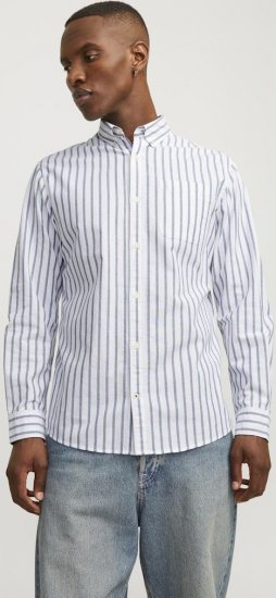 Jack & Jones OXFORD LS Shirt Striped Ensign Blue - Herrenhemden - Herrenhemden in großen Größen
