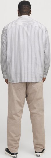 Jack & Jones OXFORD LS Shirt Striped White - Herrenhemden - Herrenhemden in großen Größen