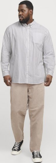 Jack & Jones OXFORD LS Shirt Striped White - Herrenhemden - Herrenhemden in großen Größen