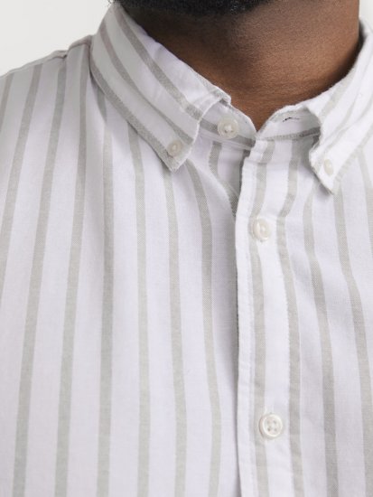 Jack & Jones OXFORD LS Shirt Striped White - Herrenhemden - Herrenhemden in großen Größen