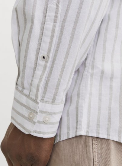 Jack & Jones OXFORD LS Shirt Striped White - Herrenhemden - Herrenhemden in großen Größen