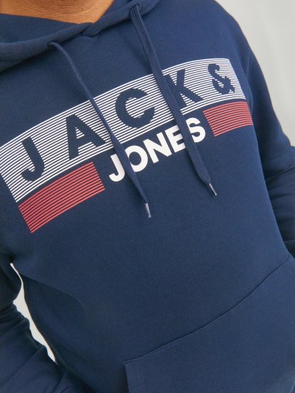 Jack & Jones CORP LOGO PLAY 4 Print Hoodie Navy Blazer - Herren-sweater und -hoodies - Herren-Sweater und -Hoodies in großen Größen