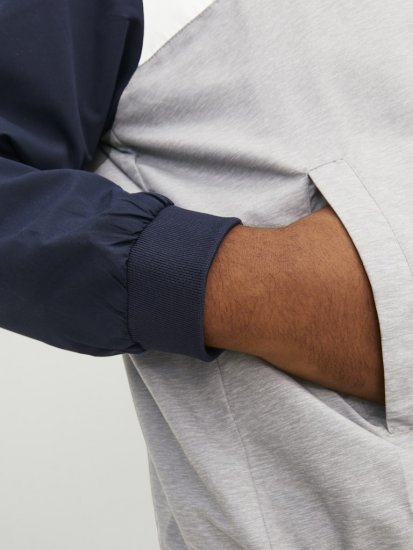 Jack & Jones RUSH White/Grey Blocking Bomber Jacket with Hood Navy Blazer - Herren jacken - Herren Jacken in großen Größen