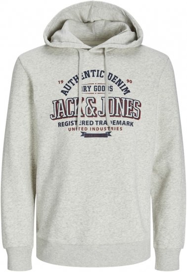 Jack & Jones 2 COL LOGO Hoodie White Melange - Herren-sweater und -hoodies - Herren-Sweater und -Hoodies in großen Größen