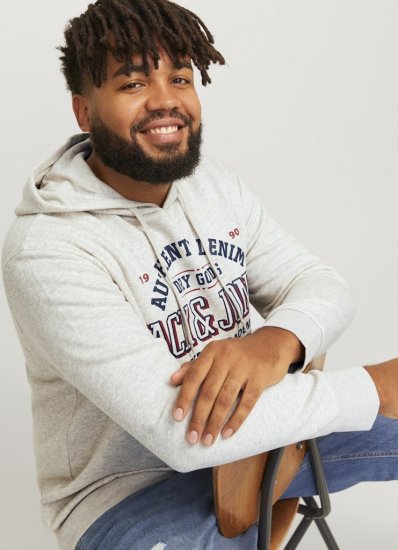 Jack & Jones 2 COL LOGO Hoodie White Melange - Herren-sweater und -hoodies - Herren-Sweater und -Hoodies in großen Größen