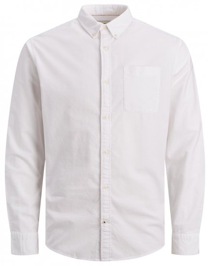 Jack & Jones OXFORD LS Shirt White - Herrenhemden - Herrenhemden in großen Größen