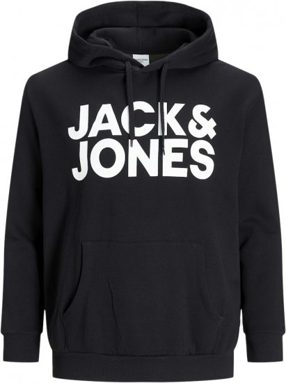 Jack & Jones CORP LOGO Large Print Hoodie Black - Herren-sweater und -hoodies - Herren-Sweater und -Hoodies in großen Größen