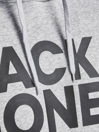 Jack & Jones CORP LOGO Large Print Hoodie Light Grey Melange - Herren-sweater und -hoodies - Herren-Sweater und -Hoodies in großen Größen