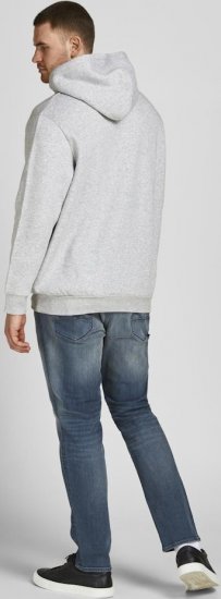 Jack & Jones CORP LOGO Large Print Hoodie Light Grey Melange - Herren-sweater und -hoodies - Herren-Sweater und -Hoodies in großen Größen