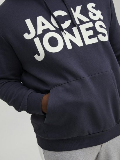Jack & Jones CORP LOGO Large Print Hoodie Navy Blazer - Herren-sweater und -hoodies - Herren-Sweater und -Hoodies in großen Größen