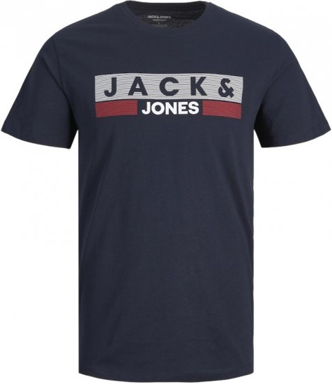 Jack & Jones CORP Logo T-Shirt Navy/PLAY 4 - Herren-T-Shirts - Herren-T-Shirts in großen Größen