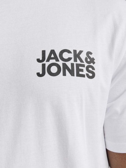 Jack & Jones CORP Logo T-Shirt White w Small Black Print - Herren-T-Shirts - Herren-T-Shirts in großen Größen