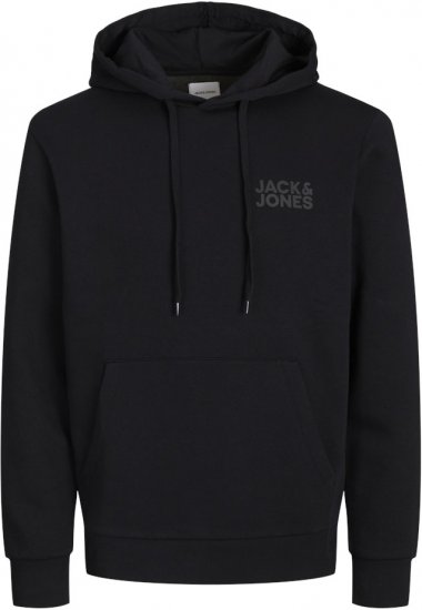 Jack & Jones CORP LOGO Small Print Hoodie Black - Herren-sweater und -hoodies - Herren-Sweater und -Hoodies in großen Größen