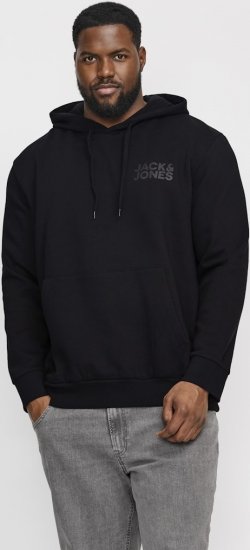 Jack & Jones CORP LOGO Small Print Hoodie Black - Herren-sweater und -hoodies - Herren-Sweater und -Hoodies in großen Größen