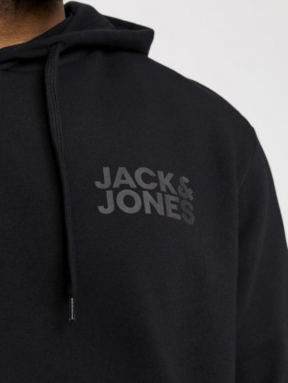Jack & Jones CORP LOGO Small Print Hoodie Black - Herren-sweater und -hoodies - Herren-Sweater und -Hoodies in großen Größen