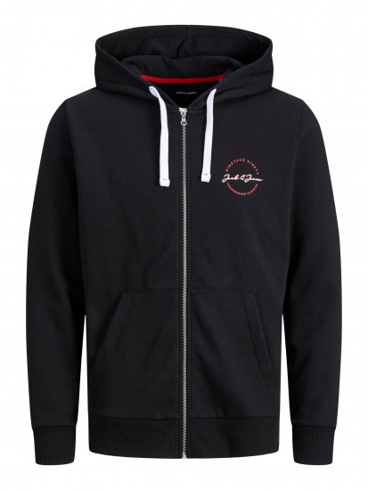 Jack & Jones JJSTAMP ZIP Hoodie Black - Herren-sweater und -hoodies - Herren-Sweater und -Hoodies in großen Größen
