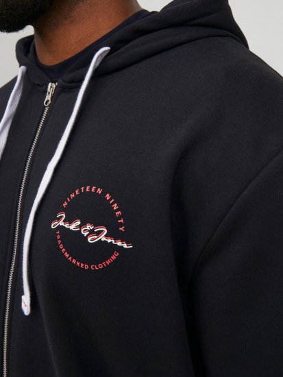 Jack & Jones JJSTAMP ZIP Hoodie Black - Herren-sweater und -hoodies - Herren-Sweater und -Hoodies in großen Größen