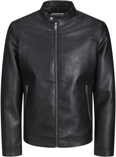 Jack & Jones Rocky Urban Rider Leather Jacket Black - Herren jacken - Herren Jacken in großen Größen