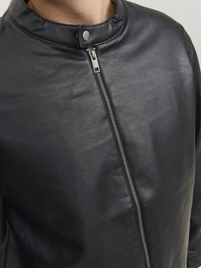 Jack & Jones Rocky Urban Rider Leather Jacket Black - Herren jacken - Herren Jacken in großen Größen