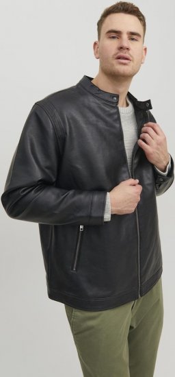 Jack & Jones Rocky Urban Rider Leather Jacket Black - Herren jacken - Herren Jacken in großen Größen