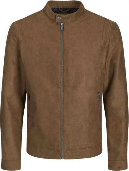 Jack & Jones Rocky Urban Rider Leather Jacket Brown - Herren jacken - Herren Jacken in großen Größen