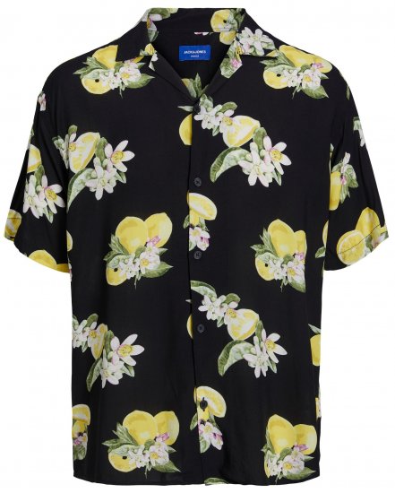Jack & Jones JORLUKE FLORES Resort Shirt Black - Herrenhemden - Herrenhemden in großen Größen