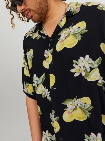 Jack & Jones JORLUKE FLORES Resort Shirt Black - Herrenhemden - Herrenhemden in großen Größen