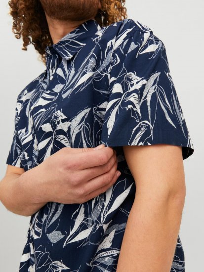 Jack & Jones JORCRAYON AOP Shirt Navy - Herrenhemden - Herrenhemden in großen Größen