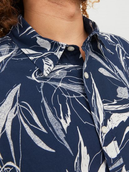 Jack & Jones JORCRAYON AOP Shirt Navy - Herrenhemden - Herrenhemden in großen Größen